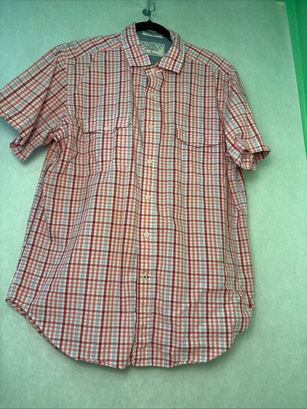 Nautica Red Plaid Short-Sleeve Button-Down Shirt